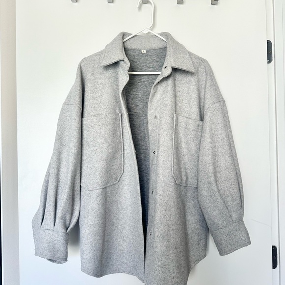 Ledin Oversized Weighted Grey Shacket Jacket Coat - Picture 1 of 5